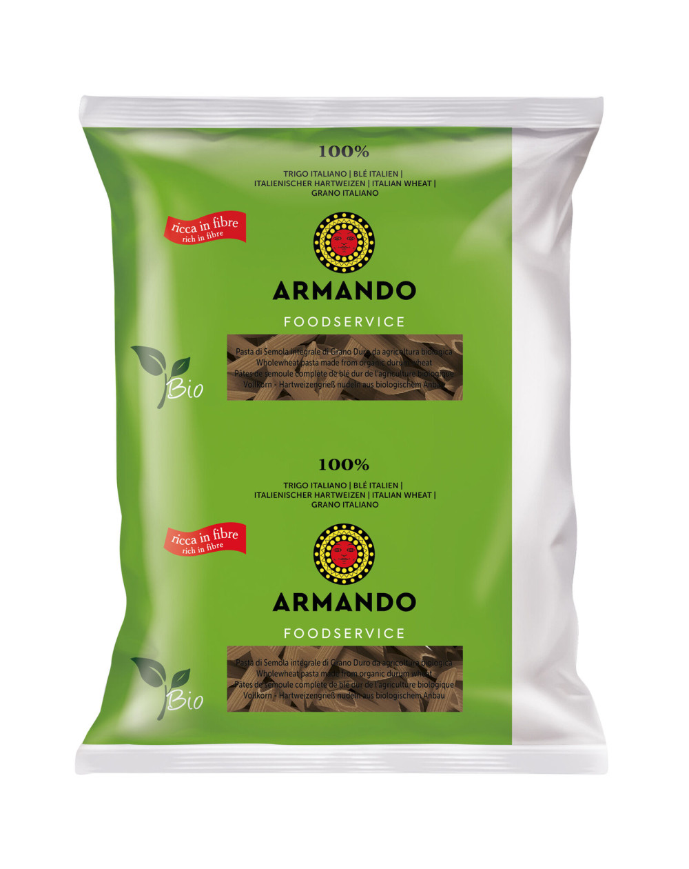 Grano Armando Pasta getrocknet Grano Armando Penne Rigate BIO INTEGRALI, 4 x 3kg