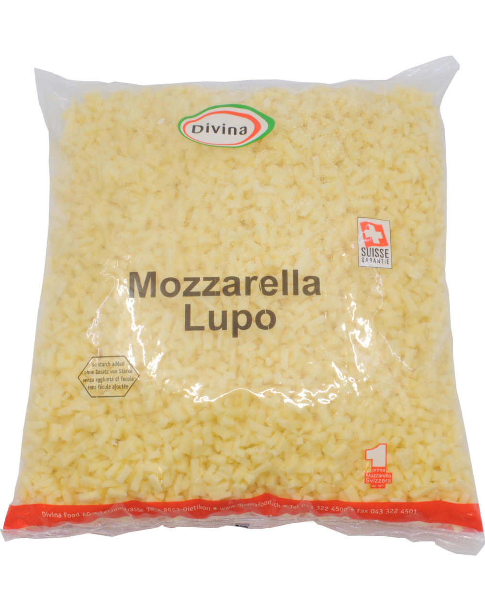 Pizzaqualität Mozzarella Lupo geraffelt 2.5kg