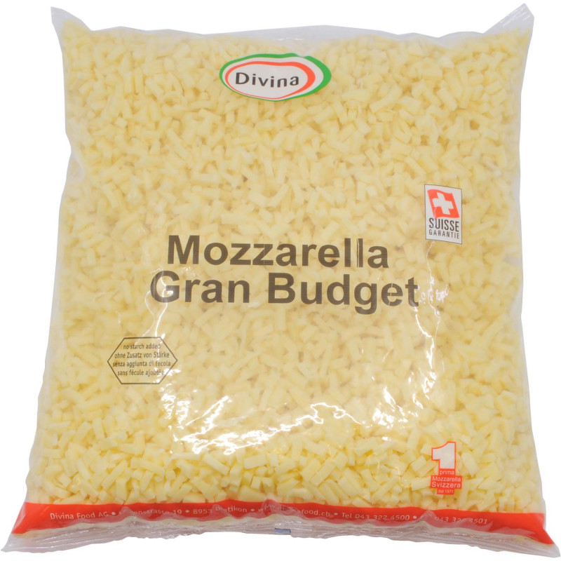 Pizzaqualität Mozzarella Gran Budget geraffelt 2.5kg